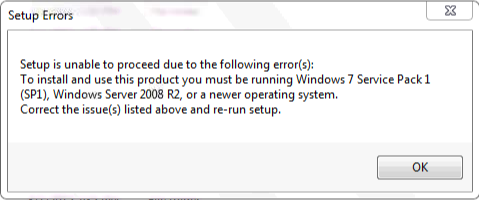 Setup is unable to proceed due to the following error(s)